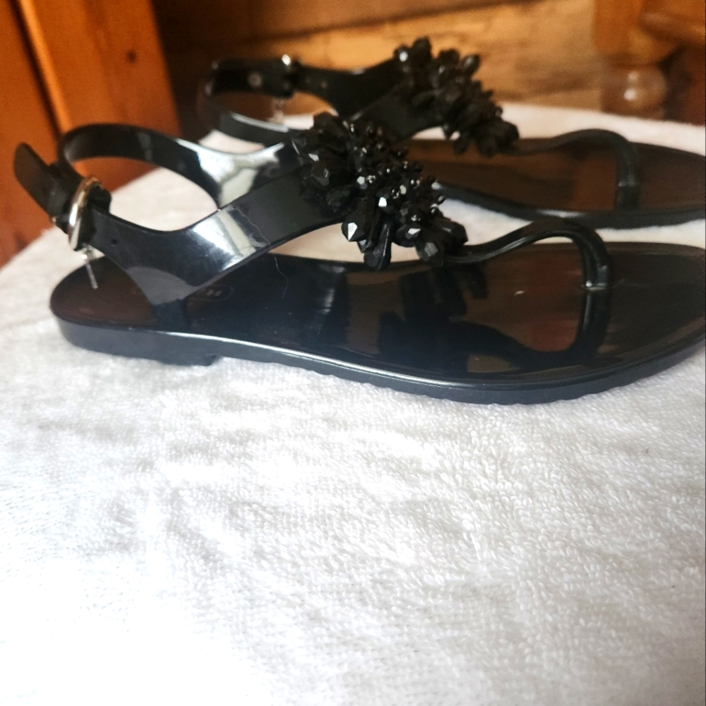 Coach Hilda Jelly Black Thong Sandals- Womens Size 5 - Picture 3 of 9